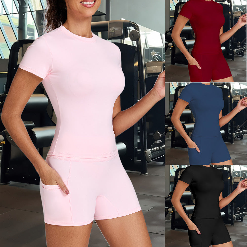 Women's Yoga Sports Set with Pocket Shorts