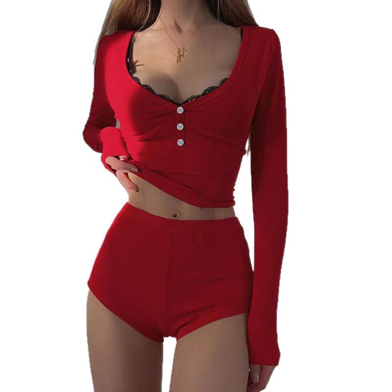 Women's Body Shaping Pajama Set with Built-in Bra